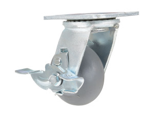 Vestil Thermoplastic Swivel With Brake Rigid Caster - 4 In. Diameter x 2 In. Width 485 lb Light - Gray
