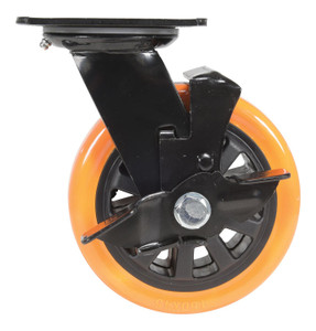 Vestil Polyurethane Swivel With Brake Caster - 6 In. Diameter x 2 In. Width 836 lb - Orange/Black