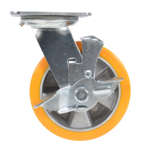Vestil Polyurethane Swivel With Brake Caster - 6 In. Diameter x 2 In. Width 1212 lb - Orange/Silver