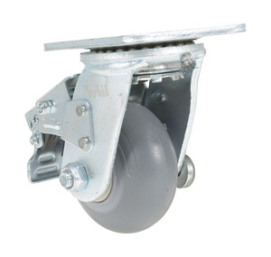 Vestil Thermoplastic Rubber Swivel With Total Brake Caster - 4 In. Diameter x 2 In. Width 485 lb Light - Gray