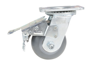 Vestil Thermoplastic Rubber Swivel With Total Brake Caster - 4 In. Diameter x 2 In. Width 485 lb Light - Gray