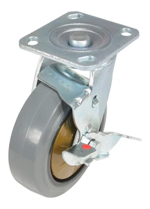 Vestil Rubber Swivel With Brake Caster - 6 In. Diameter x 2 In. Width 771 lb Dark - Gray/Gold
