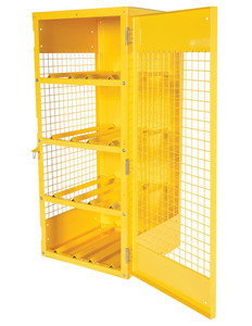 Vestil Steel Horizontal Cylinder Cabinet - 32 In. x 30 In. x 68-1/4 In. 8 Cylinder - Yellow