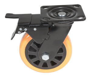 Vestil Polyurethane Swivel With Total Brake Caster - 6 In. Diameter x 2 In. Width 836 lb - Orange/Black