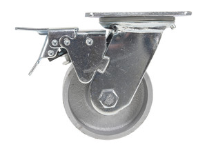 Vestil Cast Iron/Steel Swivel With Total Brake Caster - 4 In. Diameter x 2 In. Width 1100 lb - Silver
