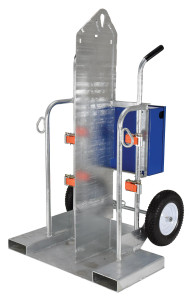 Vestil Galvanized Welding Cylinder Torch Cart with Foam Filled Wheels - 34-3/8 In. x 40-1/4 In. x 66-3/8 In. 500 lb - Silver