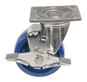 Vestil Solid Polyurethane Swivel With Brake Caster - 5 In. Diameter x 2 In. Width 1000 lb Dark - Blue