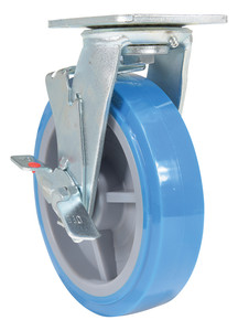 Vestil Polyurethane Swivel With Brake Caster - 8 In. Diameter x 2 In. Width 925 lb Light - Blue/Gray
