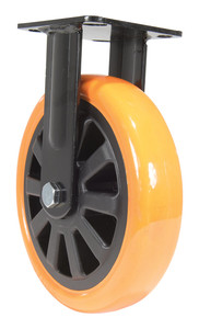 Vestil Polyurethane Rigid Caster - 8 In. Diameter x 2 In. Width 902 lb - Orange/Black