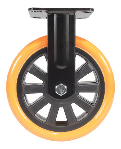 Vestil Polyurethane Rigid Caster - 8 In. Diameter x 2 In. Width 902 lb - Orange/Black