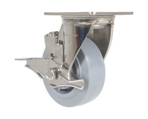 Vestil Thermoplastic Rubber Swivel With Brake Caster - 5 In. Diameter x 2 In. Width 500 lb - Gray