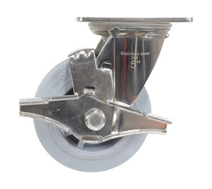 Vestil Thermoplastic Rubber Swivel With Brake Caster - 5 In. Diameter x 2 In. Width 500 lb - Gray
