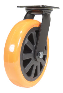 Vestil Polyurethane Swivel Caster - 8 In. Diameter x 2 In. Width 902 lb - Orange/Black