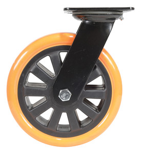 Vestil Polyurethane Swivel Caster - 8 In. Diameter x 2 In. Width 902 lb - Orange/Black