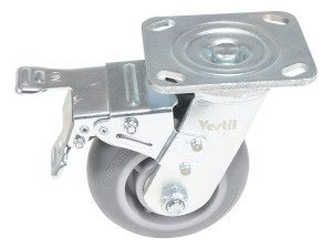 Vestil Thermoplastic Rubber Swivel With Total Brake Caster - 5 In. Diameter x 2 In. Width 551 lb Light - Gray