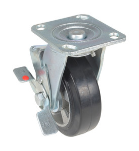 Vestil Rubber Swivel With Brake Caster - 6 In. Diameter x 2 In. Width 771 lb - Black/Gray
