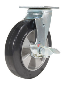 Vestil Rubber Swivel With Brake Caster - 8 In. Diameter x 2 In. Width 881 lb - Black/Gold
