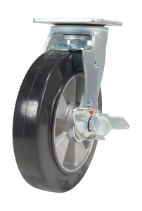 Vestil Rubber Swivel With Brake Caster - 8 In. Diameter x 2 In. Width 881 lb - Black/Gold