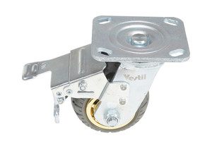 Vestil Flat-Free Swivel With Total Brake Caster - 4 In. Diameter x 2 In. Width 440 lb Dark - Gray