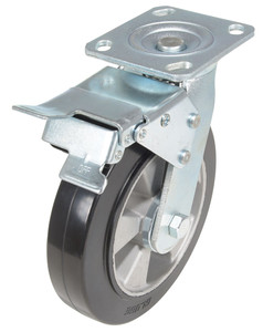 Vestil Rubber Swivel With Total Brake Caster - 8 In. Diameter x 2 In. Width 881 lb - Black/Gold