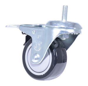 Vestil Polyurethane/Polyolefin Swivel Caster with Lock - 3 Inch Diameter x 1-1/4 Inch Width 300 lb - Black/Gray