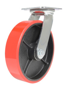 Vestil Polyurethane Swivel Caster - 8 In. Diameter x 2 In. Width 1474 lb - Red/Black