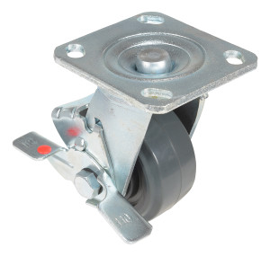 Vestil Rubber Swivel With Brake Caster - 4 In. Diameter x 2 In. Width 551 lb Dark - Gray/Gold