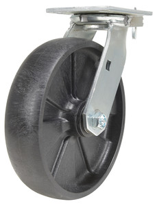 Vestil RollX Glass Filled Nylon Swivel With - 4-Position Lock Caster 8 In. Diameter x 2 In. Width 1250 lb - Black