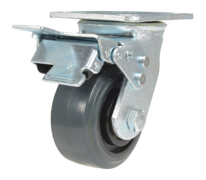 Vestil Rubber Swivel With Total Brake Caster - 4 In. Diameter x 2 In. Width 551 lb Dark - Gray/Gold