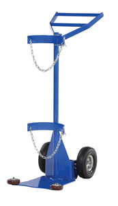 Vestil Steel Portable Deluxe Cylinder Lifter with Pneumatic Wheels - 27-1/16 In. x 19 In. x 51-3/8 In. 500 lb - Blue