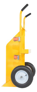 Vestil Steel Cylinder Torch Cart with Pneumatic Wheels - 23 In. x 34-1/2 In. x 57 In. 500 lb - Yellow