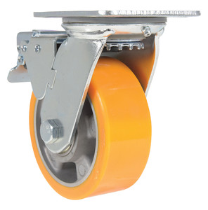 Vestil Polyurethane Swivel With Total Brake Caster - 5 In. Diameter x 2 In. Width 990 lb - Orange/Gray