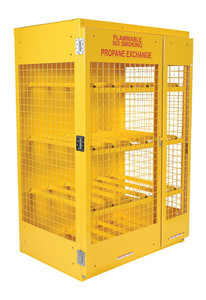 Vestil Steel Horizontal Cylinder Cabinet - 32 In. x 45 In. x 68-1/4 In. 12 Cylinder - Yellow