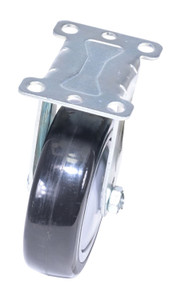 Vestil Polyurethane/Polyolefin Rigid Caster - 4 In. Diameter x 1-1/4 In. Width 3/8 In. Single Ball Bearing, 2-3/8 In. x 3-5/8 In. Top Plate, 350 lb - Black/Gray