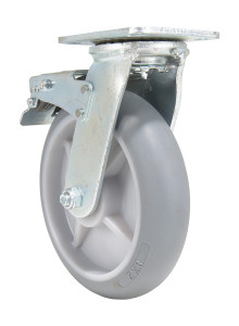 Vestil Thermoplastic Rubber Swivel With Total Brake Caster - 8 In. Diameter x 2 In. Width 705 lb Light - Gray
