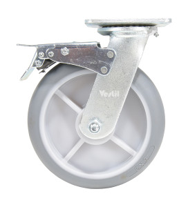 Vestil Thermoplastic Rubber Swivel With Total Brake Caster - 8 In. Diameter x 2 In. Width 705 lb Light - Gray