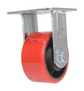 Vestil Polyurethane Rigid Caster - 4 In. Diameter x 2 In. Width 792 lb - Red/Black