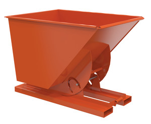 Vestil Steel Heavy Duty No Bump and Dump Hopper - 1 Cubic Yard 6000 lb - Orange