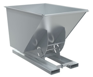 Vestil Steel Heavy Duty No Bump and Dump Hopper - 1 Cubic Yard 6000 lb - Silver