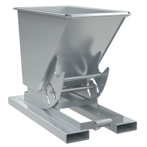 Vestil Steel Medium Duty No Bump and Dump Hopper - 1/3 Cubic Yard 4000 lb - Silver