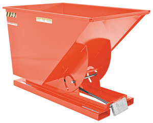 Vestil Steel Light Duty Self Dumping Hopper - 1 Cubic Yard 2000 lb - Orange