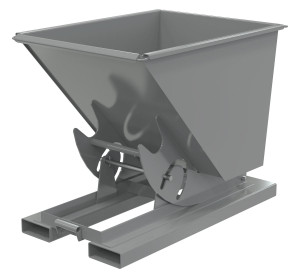 Vestil Steel Light Duty No Bump and Dump Hopper - 1/2 Cubic Yard 2000 lb - Battleship Gray