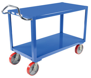 Vestil Steel - 24 In. x 48 In. Platform Ergo Handle Cart with Poly Casters 3600 lb - Blue