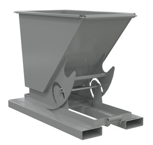 Vestil Steel Light Duty No Bump and Dump Hopper - 1/3 Cubic Yard 2000 lb - Battleship Gray