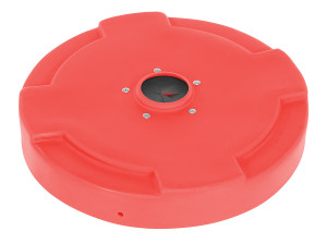 Vestil Low Density Polyethylene Drum Recycling Lid with Flaps Closed - 55 Gallon - Red