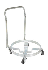 Vestil Steel Multipurpose Quad Drum Dolly with Handle - 31-9/16 In. x 31-9/16 In. x 35-11/16 In. 1200 lb - Silver
