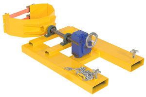 Vestil Steel Right Angle Drum Rotator Fits - 55 Gallon Steel, Plastic, or Fiber Drums 1,200 lb - Yellow
