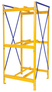 Vestil Steel Horizontal 3 Drum Storage Rack 1 Wide - 3 High 2400 lb - Yellow