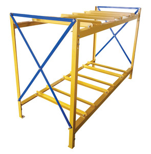Vestil Steel Horizontal 6 Drum Storage Rack 3 Wide - 2 High 4800 lb - Yellow