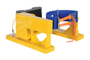 Vestil Steel DC Fork Truck Drum Carrier/Rotator For Steel Drums - 55 Gallon 1200 lb - Yellow